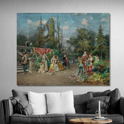 Scena Di Menestrello Alla Corte Veneziana Cesare Auguste Detti cad27 quadro stampato su tela