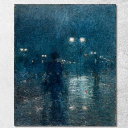 Notturno Sulla Quinta Strada Childe Hassam chs19 quadro stampato su tela