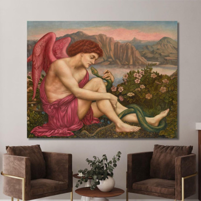L'Angelo Con Il Serpente Evelyn De Morgan emg33 quadro stampato su tela