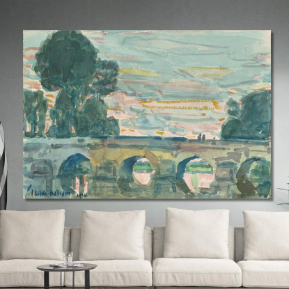 Il Ponte Di Grez Recto Childe Hassam chs74 quadro stampato su tela