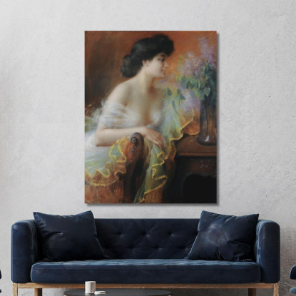 Donna Con Profumo Di Lilla Delphin Enjolras dej8 quadro stampato su tela