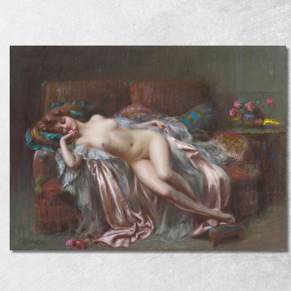 Nudo Sdraiato Sulla Rosa Delphin Enjolras dej24 quadro stampato su tela