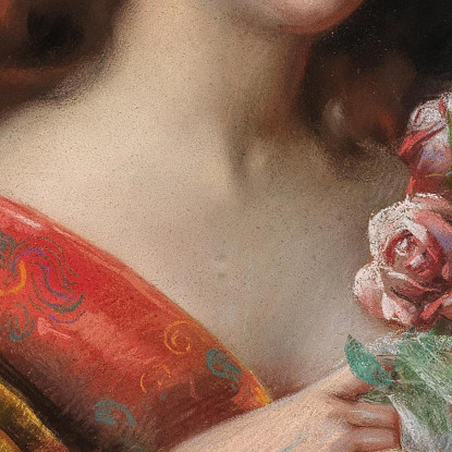 Ritratto Di Una Signora In Vestaglia Che Tiene In Mano Delle Rose Delphin Enjolras dej30 quadro stampato su tela