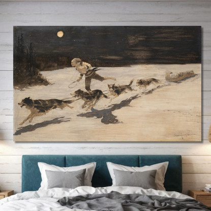 I Cani Huskie Sull'Autostrada Ghiacciata Parlano Di Zucca Muschiata Frederic Remington frm67 quadro stampato su tela