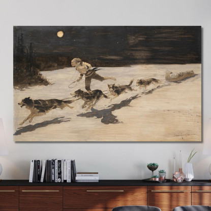 I Cani Huskie Sull'Autostrada Ghiacciata Parlano Di Zucca Muschiata Frederic Remington frm67 quadro stampato su tela