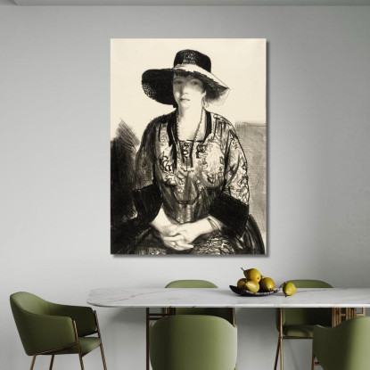 Il Cappello Nero George Wesley Bellows gwb61 quadro stampato su tela