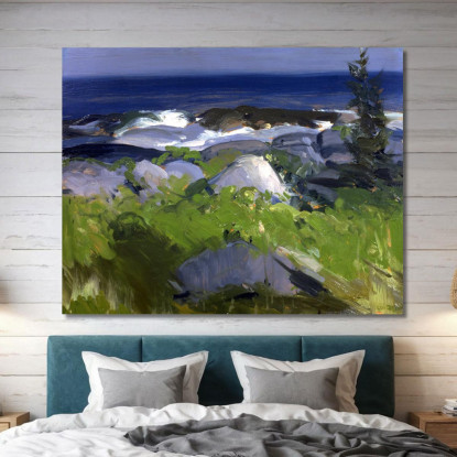 Costa Ricoperta Di Viti Monhegan Island George Wesley Bellows gwb78 quadro stampato su tela