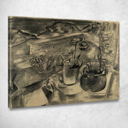 Natura Morta Nel Paesaggio Bodinnick Cornovaglia Frances Hodgkins fhd32 quadro stampato su tela