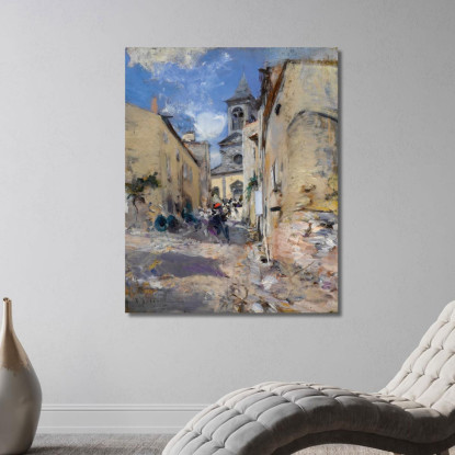 Chiesa Di Paese L'Uscita Dalla Messa Giovanni Boldini gbd13 quadro stampato su tela