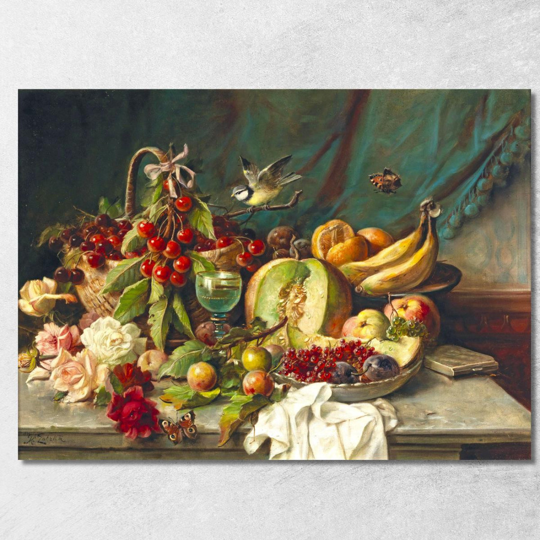 Natura Morta Di Frutta Hans Zatzka hzt22 quadro stampato su tela