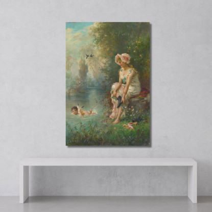 Amore In Riva Al Fiume Hans Zatzka hzt31 quadro stampato su tela