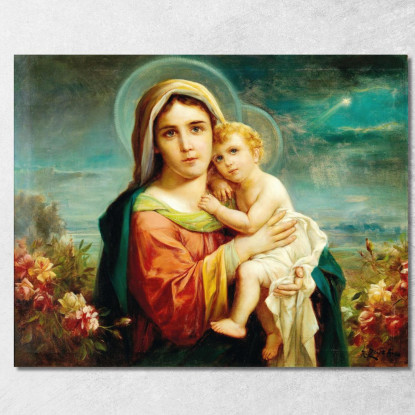 Madonna Col Bambino Hans Zatzka hzt33 quadro stampato su tela