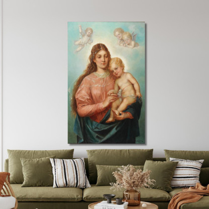 Madonna Col Bambino E Putti Hans Zatzka hzt34 quadro stampato su tela