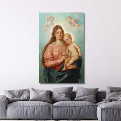 Madonna Col Bambino E Putti Hans Zatzka hzt34 quadro stampato su tela