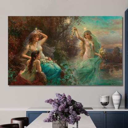 Ninfe All'Alba Hans Zatzka hzt36 quadro stampato su tela