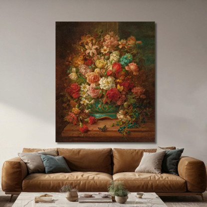 Natura Morta Con Fiori E Farfalle Hans Zatzka hzt43 quadro stampato su tela