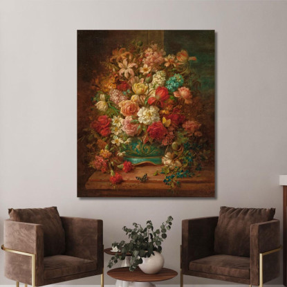 Natura Morta Con Fiori E Farfalle Hans Zatzka hzt43 quadro stampato su tela