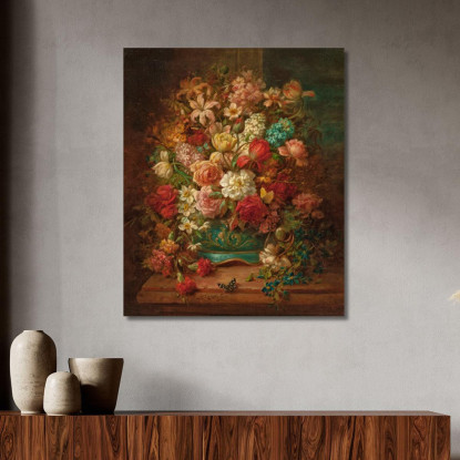 Natura Morta Con Fiori E Farfalle Hans Zatzka hzt43 quadro stampato su tela