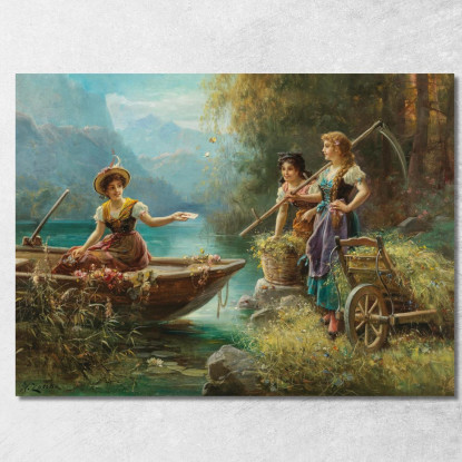 Il Messaggio D'Amore 2 Hans Zatzka hzt49 quadro stampato su tela