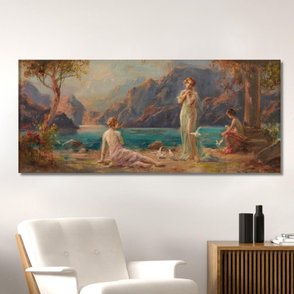 Donne In Riva Al Lago Hans Zatzka hzt58 quadro stampato su tela