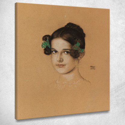 Ritratto Della Figlia Mary Con Nastri Verdi Franz von Stuck fvs11 quadro stampato su tela