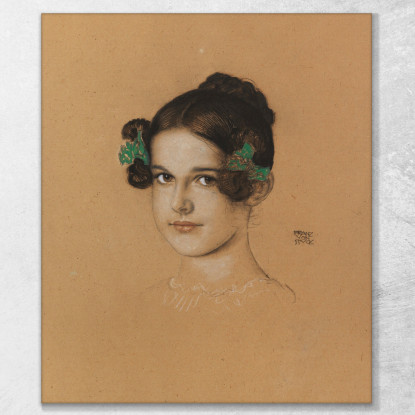 Ritratto Della Figlia Mary Con Nastri Verdi Franz von Stuck fvs11 quadro stampato su tela