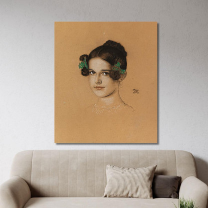 Ritratto Della Figlia Mary Con Nastri Verdi Franz von Stuck fvs11 quadro stampato su tela