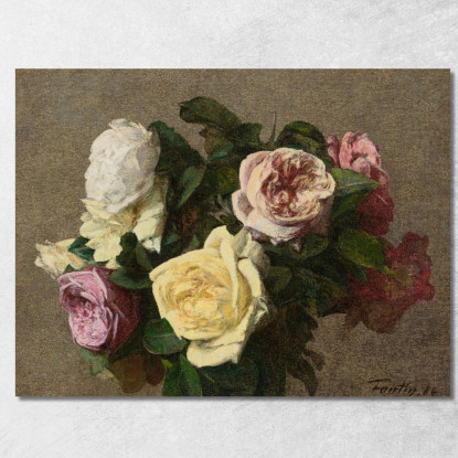 Rose 2 Henri Fantin-Latour hft78 quadro stampato su tela