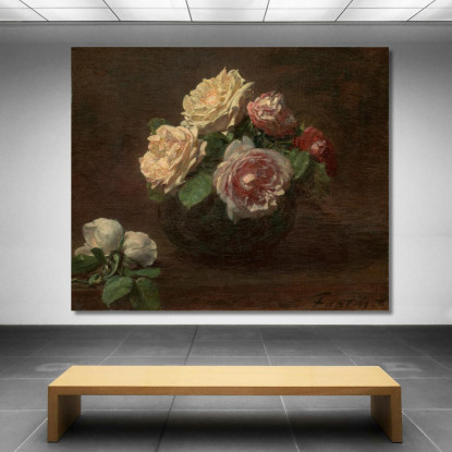 Rose In Una Ciotola 2 Henri Fantin-Latour hft83 quadro stampato su tela