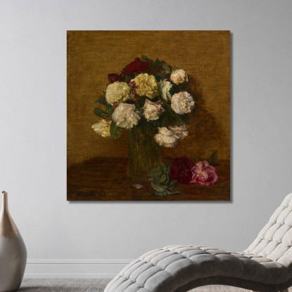 Rose In Un Vaso Henri Fantin-Latour hft86 quadro stampato su tela