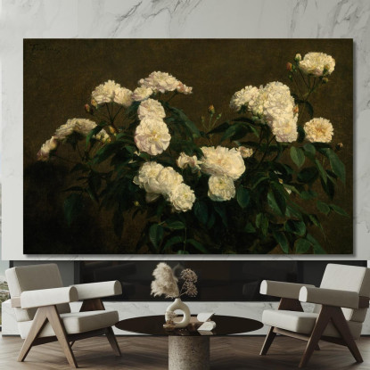 Natura Morta Di Rose Bianche Henri Fantin-Latour hft100 quadro stampato su tela