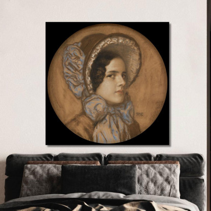 La Figlia Mary Con Un Cappello Con Volant Franz von Stuck fvs22 quadro stampato su tela