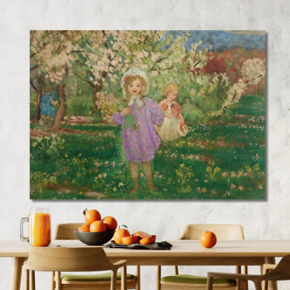 Bambini In Un Frutteto Fiorito Henri Lebasque hlb10 quadro stampato su tela