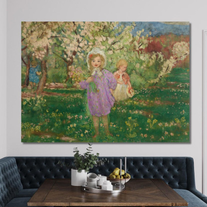 Bambini In Un Frutteto Fiorito Henri Lebasque hlb10 quadro stampato su tela