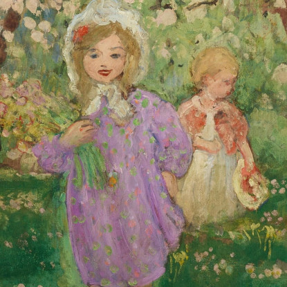 Bambini In Un Frutteto Fiorito Henri Lebasque hlb10 quadro stampato su tela