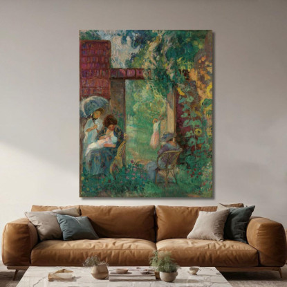 Donne E Bambini In Un Giardino In Estate Henri Lebasque hlb16 quadro stampato su tela