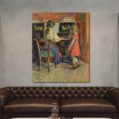 La Lezione Di Pianoforte Di Marthe E Nono Henri Lebasque hlb25 quadro stampato su tela