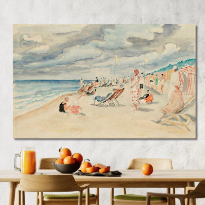 Spiaggia Di Deauville Henri Lebasque hlb27 quadro stampato su tela