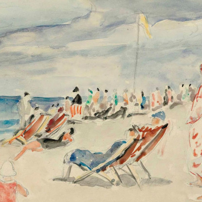 Spiaggia Di Deauville Henri Lebasque hlb27 quadro stampato su tela
