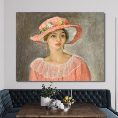Il Cappello Rosa Henri Lebasque hlb33 quadro stampato su tela