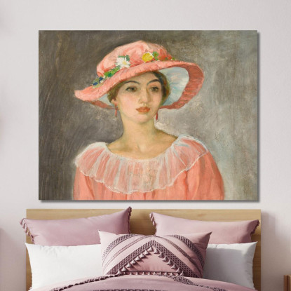 Il Cappello Rosa Henri Lebasque hlb33 quadro stampato su tela