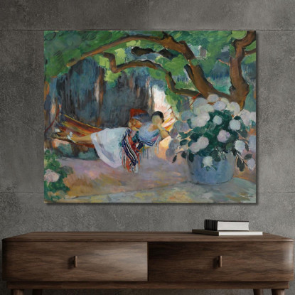 Le Pradet Giovane Donna In Amaca Nono Henri Lebasque hlb37 quadro stampato su tela