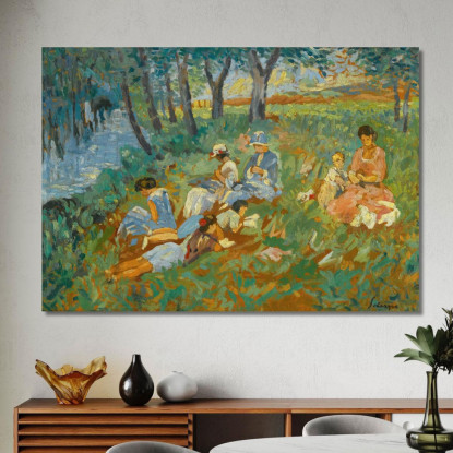 Les Andelys La Famiglia Lebasque Sull'Acqua Henri Lebasque hlb39 quadro stampato su tela