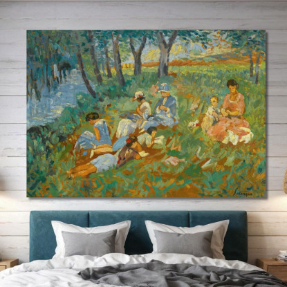 Les Andelys La Famiglia Lebasque Sull'Acqua Henri Lebasque hlb39 quadro stampato su tela