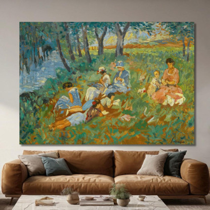 Les Andelys La Famiglia Lebasque Sull'Acqua Henri Lebasque hlb39 quadro stampato su tela