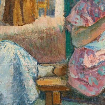 Marthe E Nono Cuciono In Un Interno Henri Lebasque hlb44 quadro stampato su tela