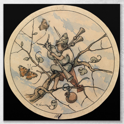 Suonatore Di Cornamusa Franz von Stuck fvs27 quadro stampato su tela