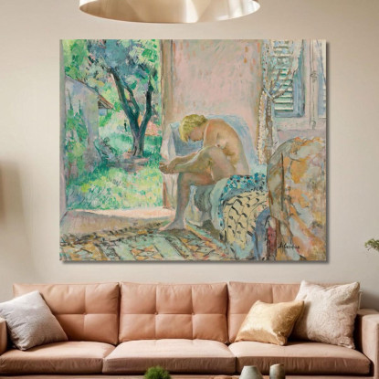 Nudo Seduto Su Un Divano Vicino Alla Finestra Henri Lebasque hlb56 quadro stampato su tela