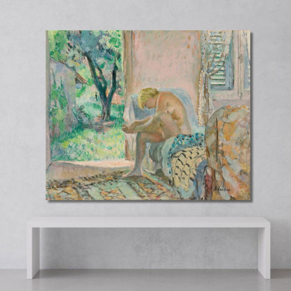 Nudo Seduto Su Un Divano Vicino Alla Finestra Henri Lebasque hlb56 quadro stampato su tela