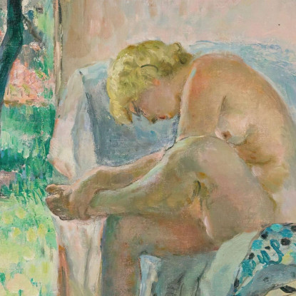 Nudo Seduto Su Un Divano Vicino Alla Finestra Henri Lebasque hlb56 quadro stampato su tela